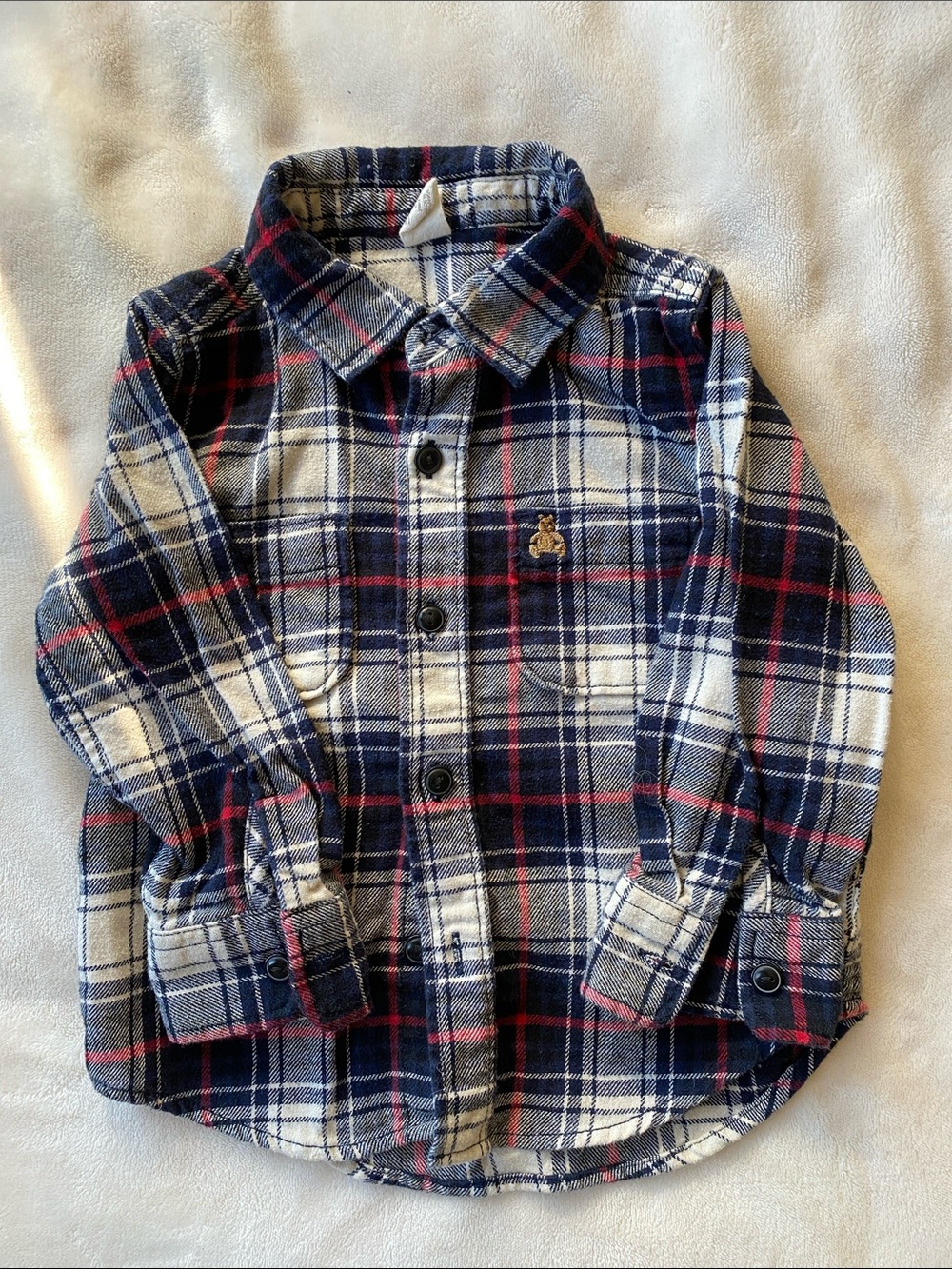 GAP Navy, White & Red Plaid Button-Down Shirt